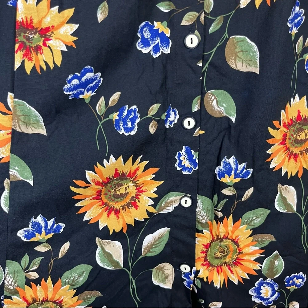 Vintage 90s Maxi Skirt Medium Sunflower Fairy Grunge Cottagecore Button Front - Picture 8 of 9